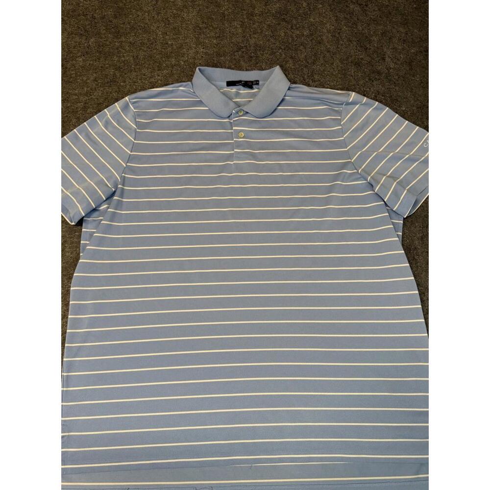 RLX Ralph Lauren Men's Striped Golf Performance Polo Blue XXL